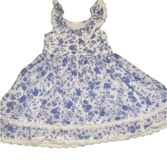 Pippa & Julie Floral Spring Easter Dress Blue White 4T - Picture 3 of 4